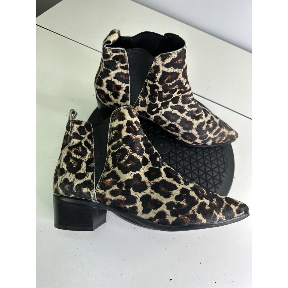 Treasure and Bond Leopard Print Cowhide Ankle Boot Sz 10 M Ankle Booties - Picture 1 of 8